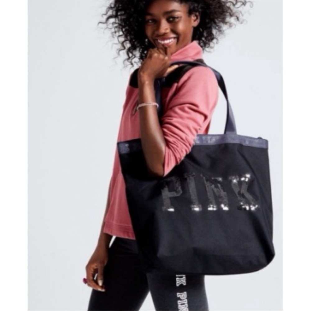 Pink black sequin bag